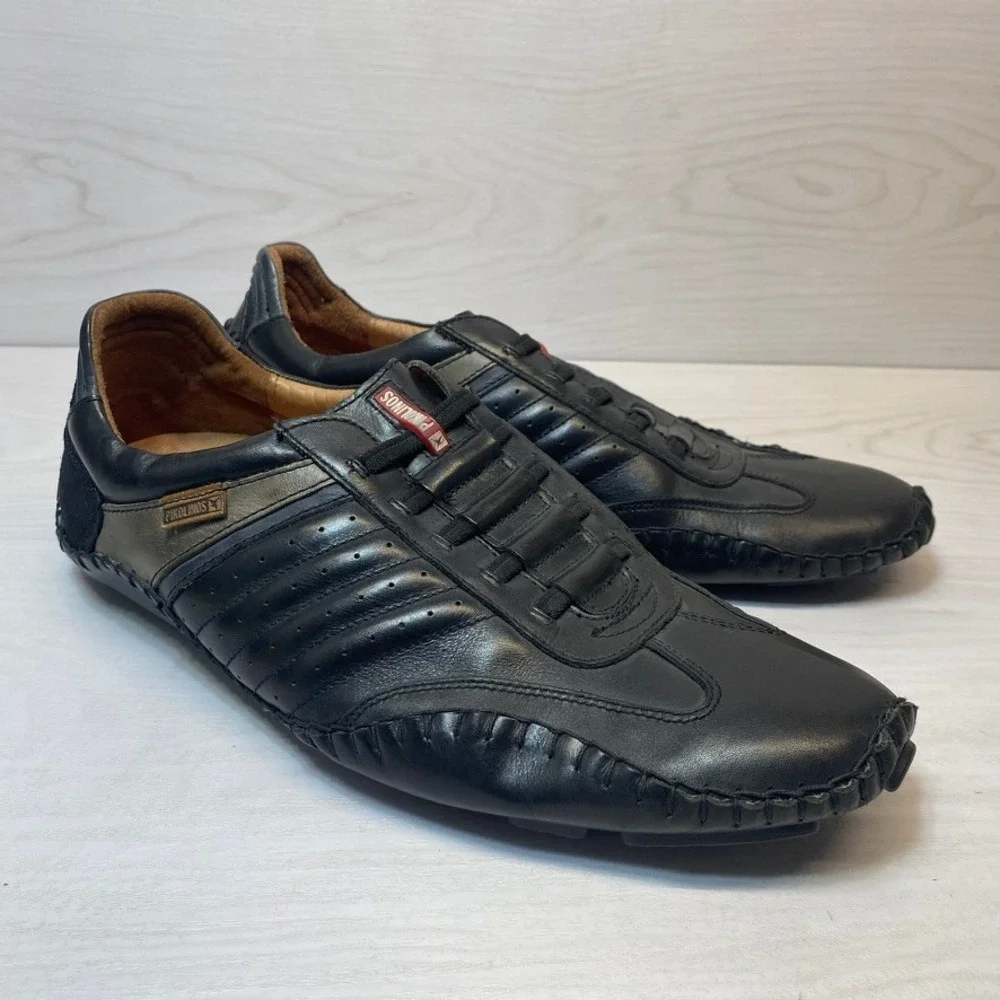 Pikolinos Mens 45 Fuencarral Driving Sneakers Leather Black Casual Comfort